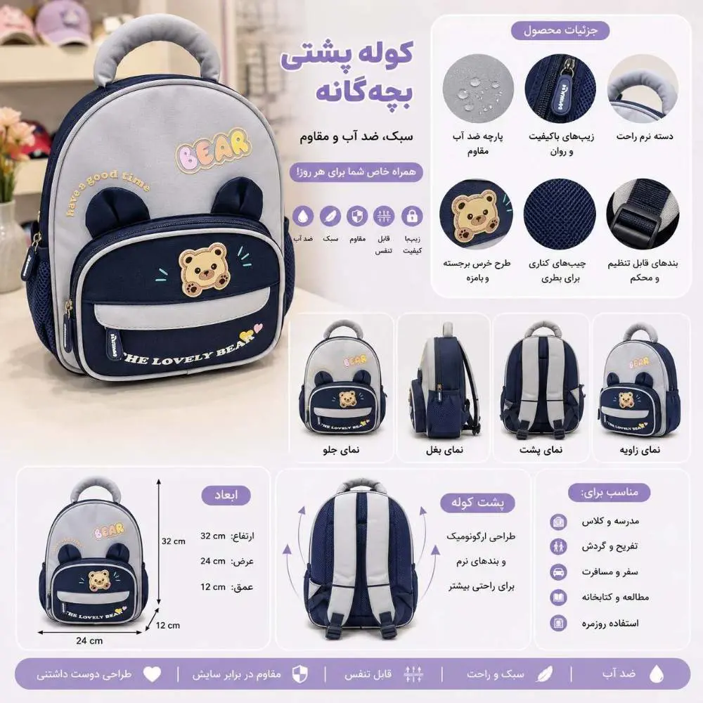 کوله پشتی پسرانه BEAR